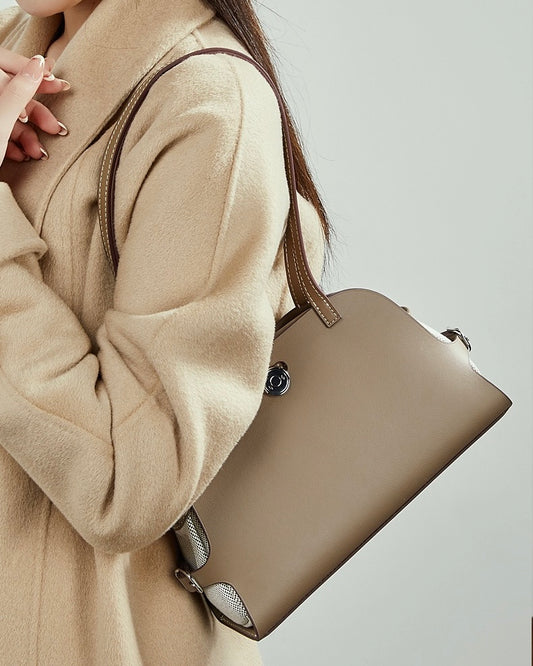 Bolso de mano Lumina para mujer de cuero genuino con forma de cúpula