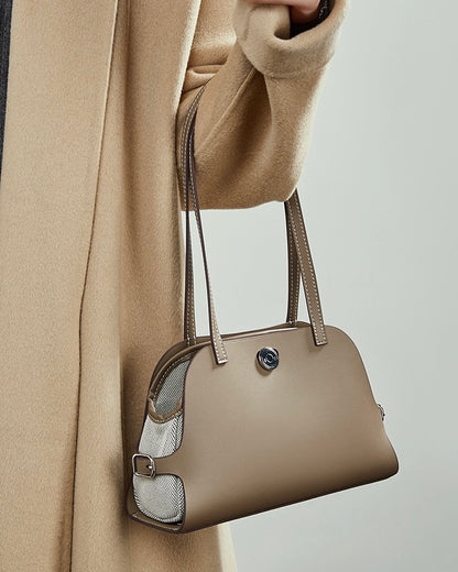 Bolso de mano Lumina para mujer de cuero genuino con forma de cúpula