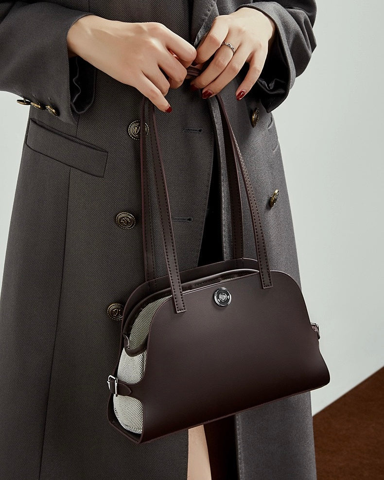 Bolso de mano Lumina para mujer de cuero genuino con forma de cúpula