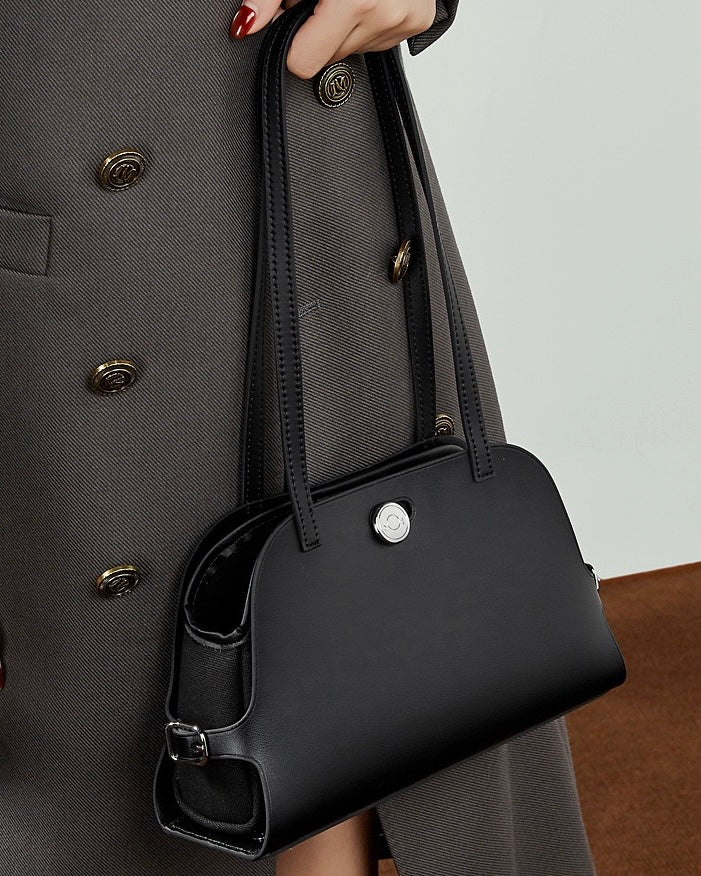 Bolso de mano Lumina para mujer de cuero genuino con forma de cúpula