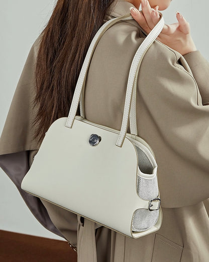 Bolso de mano Lumina para mujer de cuero genuino con forma de cúpula