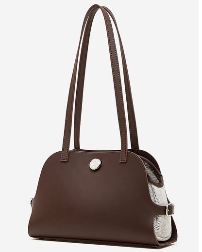 Bolso de mano Lumina para mujer de cuero genuino con forma de cúpula