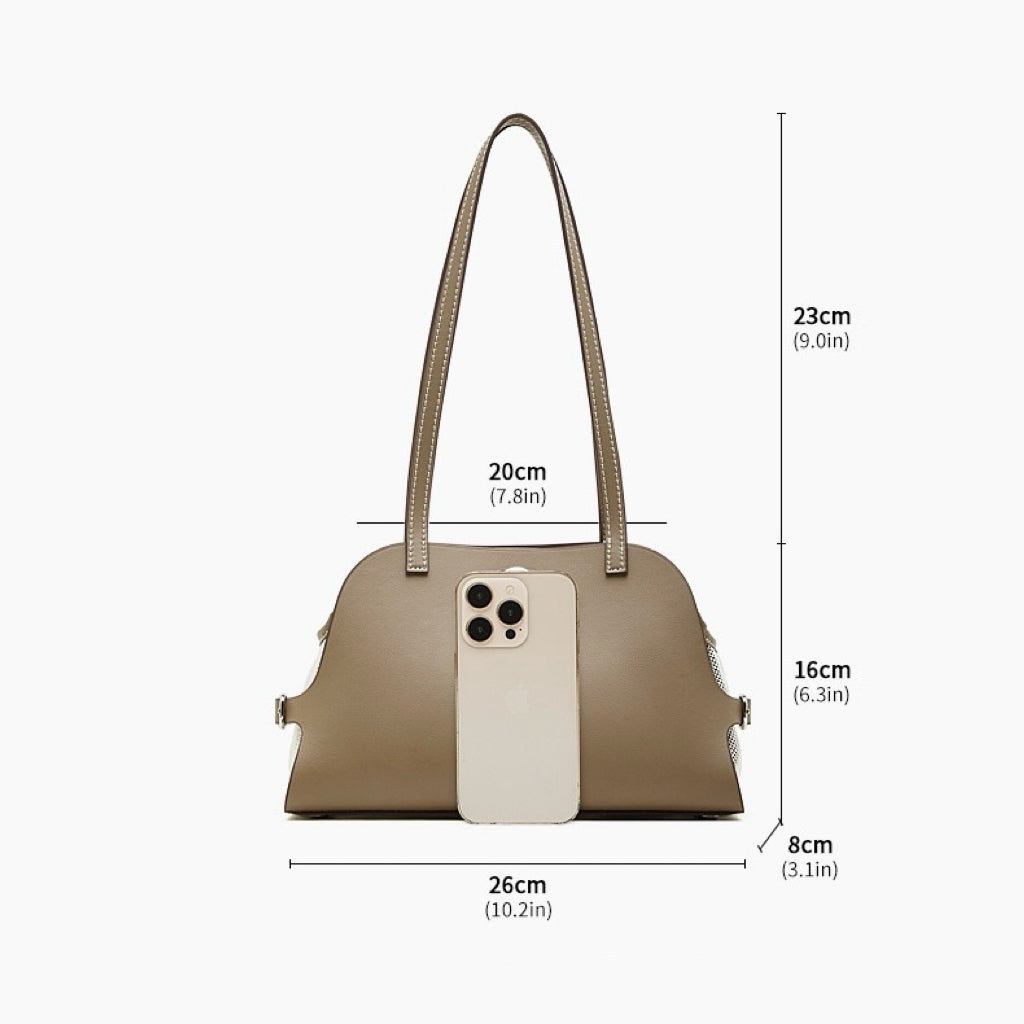 Bolso de mano Lumina para mujer de cuero genuino con forma de cúpula