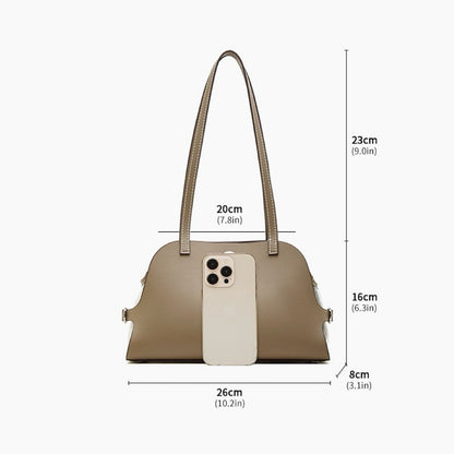 Bolso de mano Lumina para mujer de cuero genuino con forma de cúpula