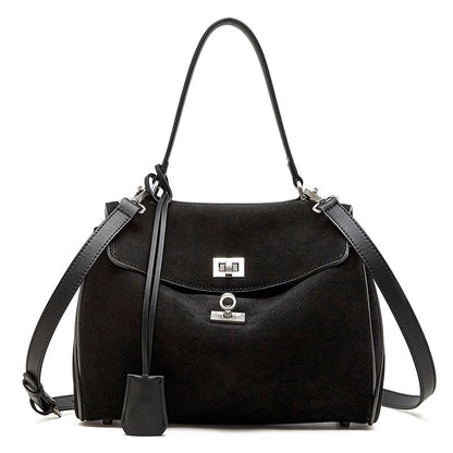 Sleek Soft Suede Genuine Leather Top-Handle Bag
