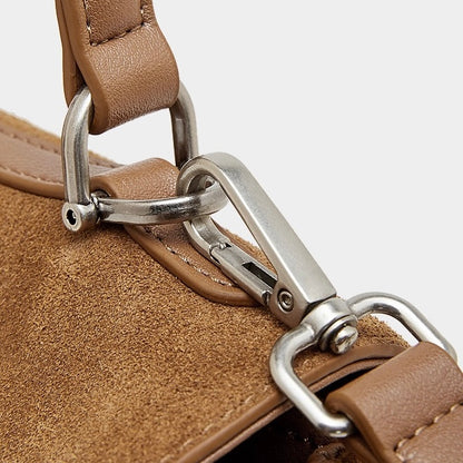 Sleek Soft Suede Genuine Leather Top-Handle Bag