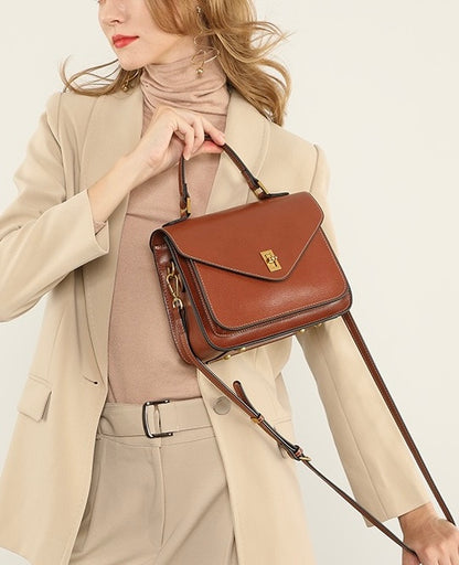 Women’s Genuine Leather Postman Crossbody Shoulder Tote Bag in Elegant