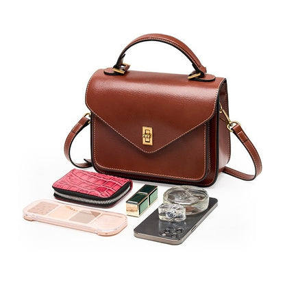 Women’s Genuine Leather Postman Crossbody Shoulder Tote Bag in Elegant