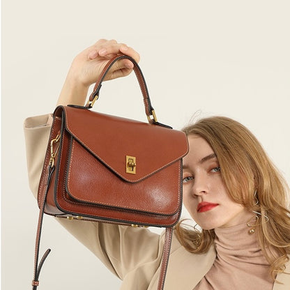 Women’s Genuine Leather Postman Crossbody Shoulder Tote Bag in Elegant