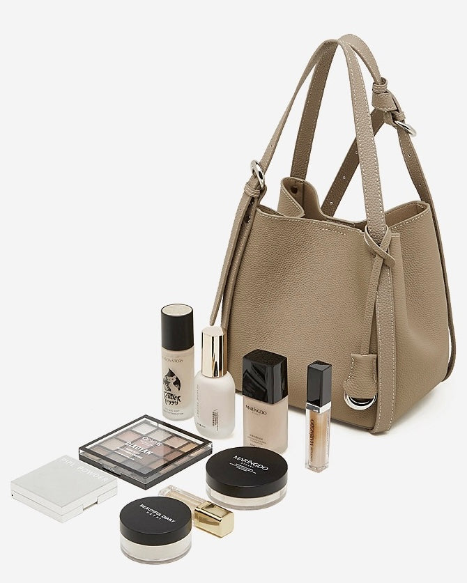 Elegante Damen-Beuteltasche aus echtem Togo-Leder mit passendem Beutel