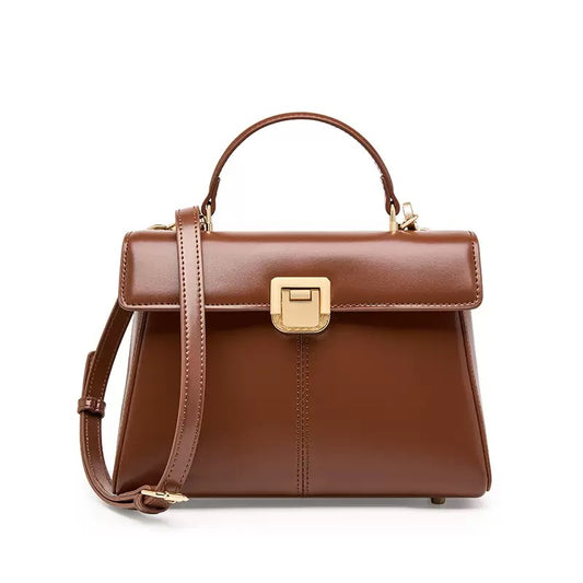 Women’s Genuine Leather Horseshoe Buckle Handbag