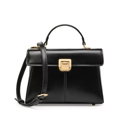 Damenhandtasche aus echtem Leder mit Hufeisenschnalle 