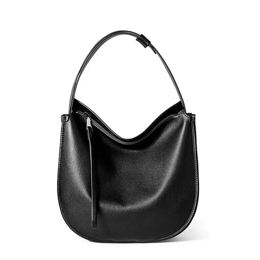 Women’s Genuine Leather Soft Tote Bag in Lazy Chic Style with Large Capacity