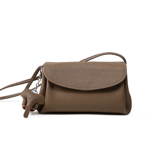 Exquisite Umhängetasche aus echtem Leder mit Mini-Elefantenanhänger