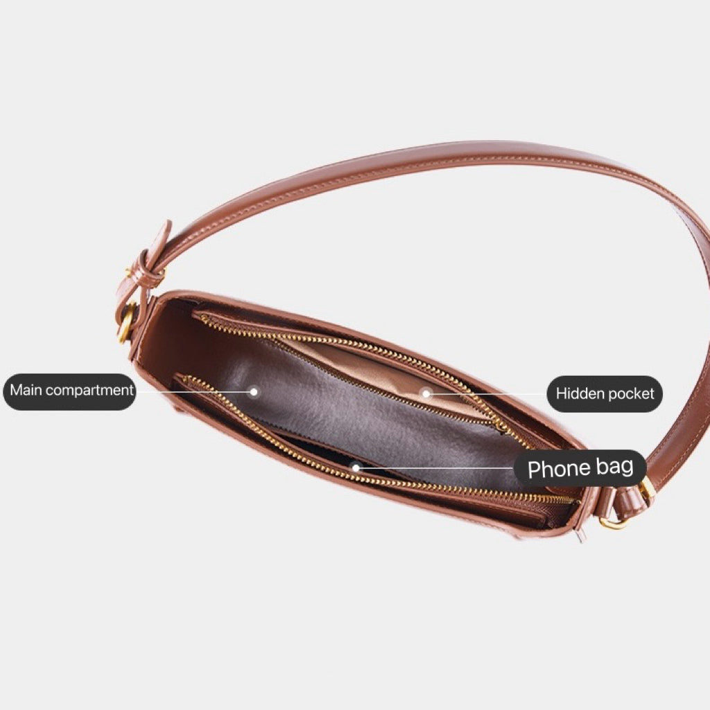 Vintage-Umhängetasche aus echtem Leder für Damen