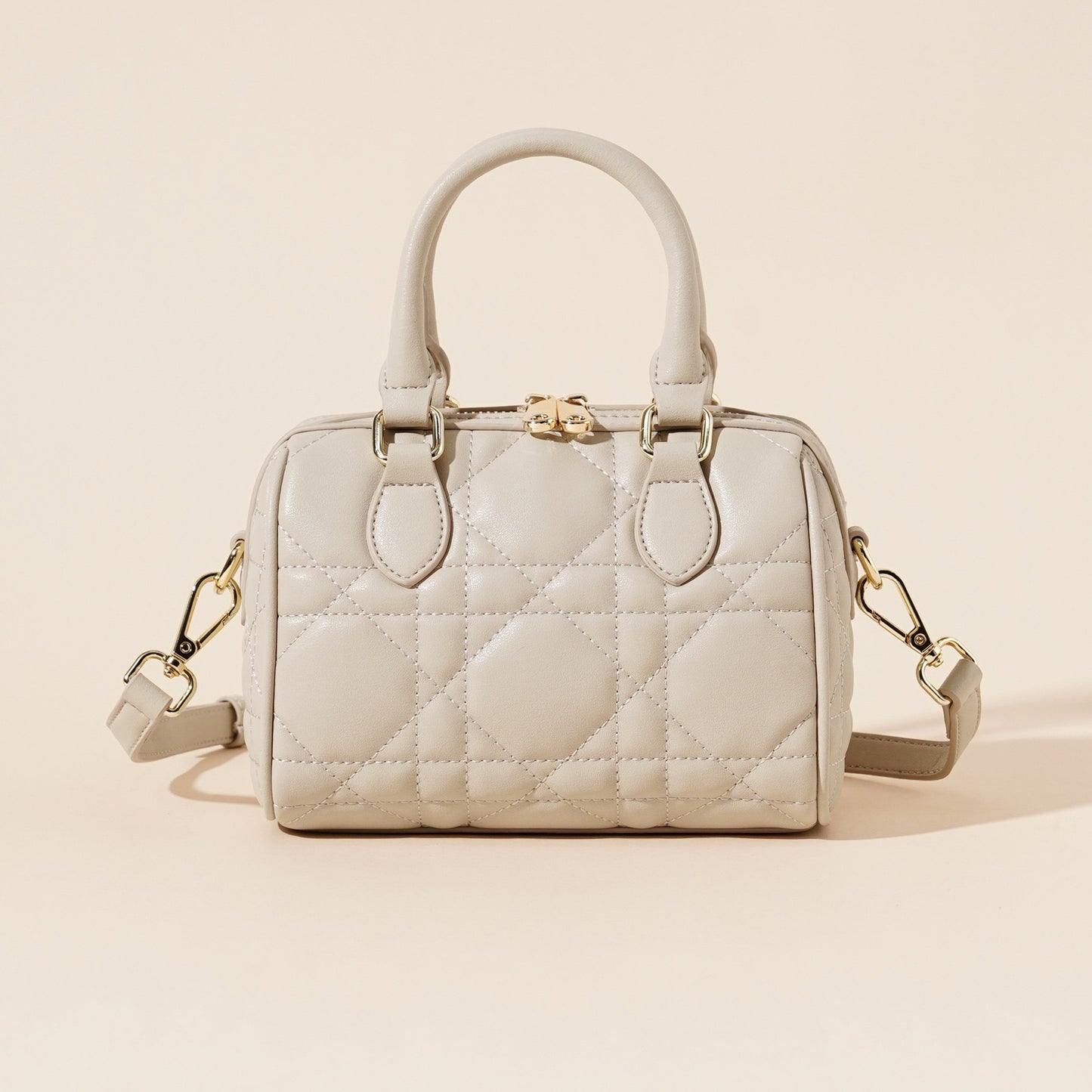 Damen-Boston-Clutch aus echtem Leder, gesteppt