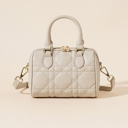 Damen-Boston-Clutch aus echtem Leder, gesteppt