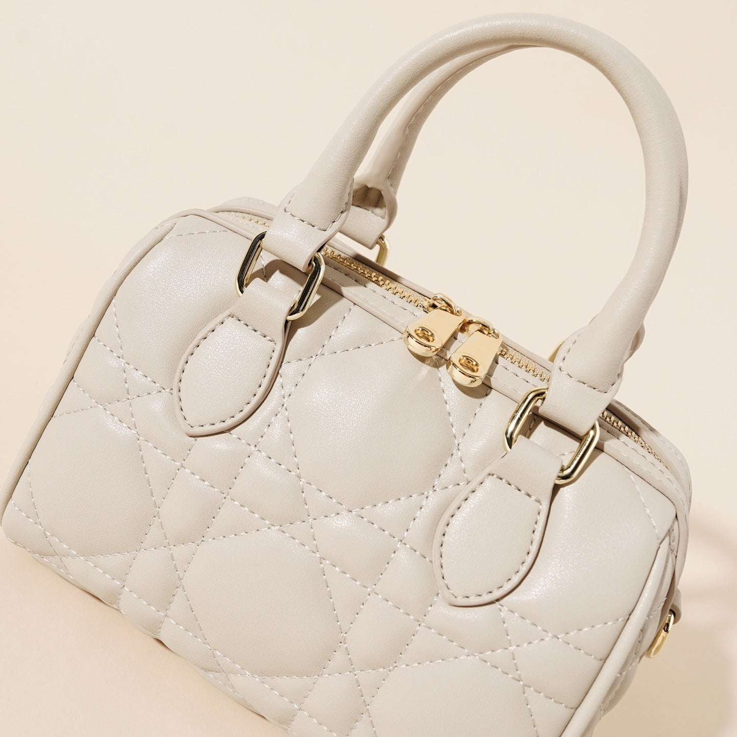 Damen-Boston-Clutch aus echtem Leder, gesteppt