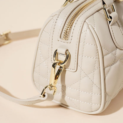 Damen-Boston-Clutch aus echtem Leder, gesteppt