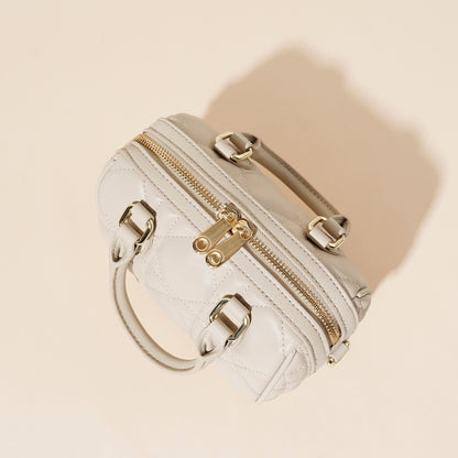 Damen-Boston-Clutch aus echtem Leder, gesteppt