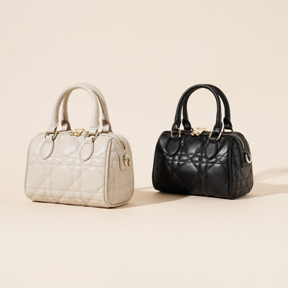 Damen-Boston-Clutch aus echtem Leder, gesteppt