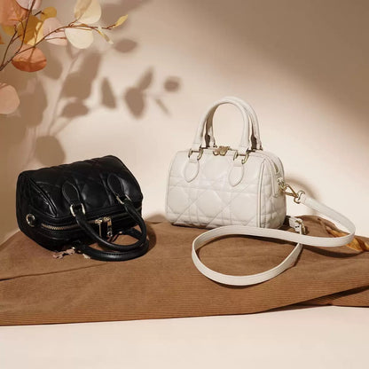 Damen-Boston-Clutch aus echtem Leder, gesteppt