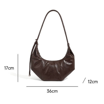 Women's Genuine Leather Half-Moon Dumpling Handbag