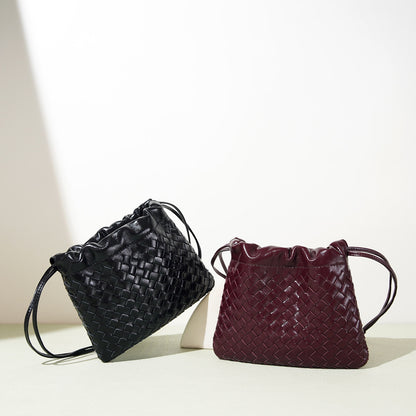 Women's Genuine Leather Sheepskin Woven Exquisite Ladies Crossbody Bag