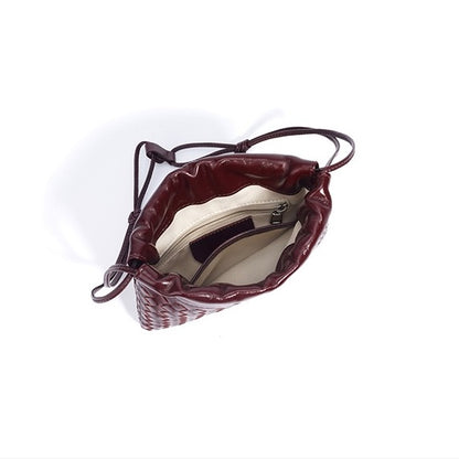 Women's Genuine Leather Sheepskin Woven Exquisite Ladies Crossbody Bag