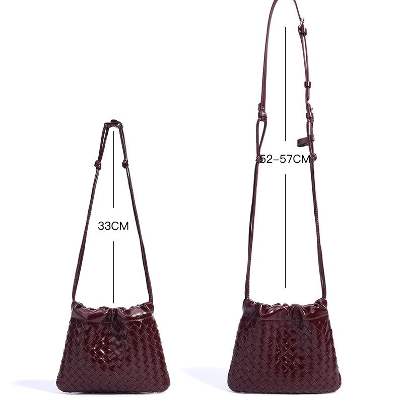 Women's Genuine Leather Sheepskin Woven Exquisite Ladies Crossbody Bag