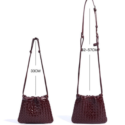 Women's Genuine Leather Sheepskin Woven Exquisite Ladies Crossbody Bag