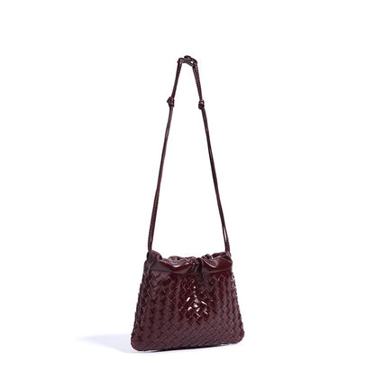 Women's Genuine Leather Sheepskin Woven Exquisite Ladies Crossbody Bag