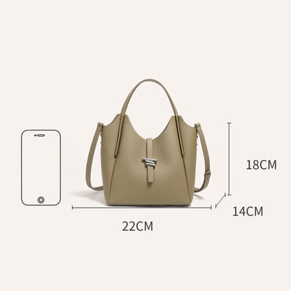 Damen-Umhängetasche aus echtem Leder mit Tragegriff oben im minimalistischen Stil