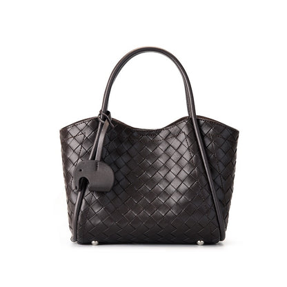 Premium Leather Woven Large Capacity Versatile Tote Crossbody Basket Bag