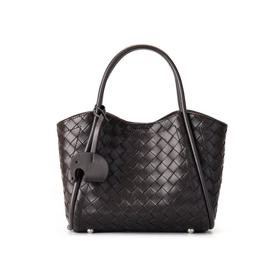 Premium Leather Woven Large Capacity Versatile Tote Crossbody Basket Bag