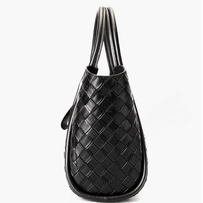 Premium Leather Woven Large Capacity Versatile Tote Crossbody Basket Bag