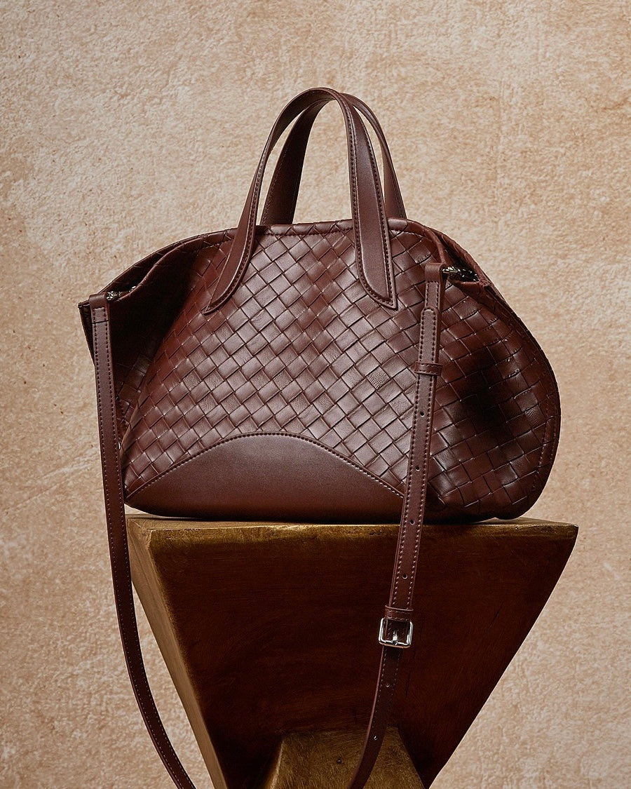 Bolso tejido de cuero genuino Aura para mujer