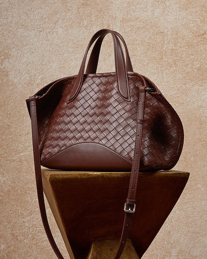 Bolso tejido de cuero genuino Aura para mujer