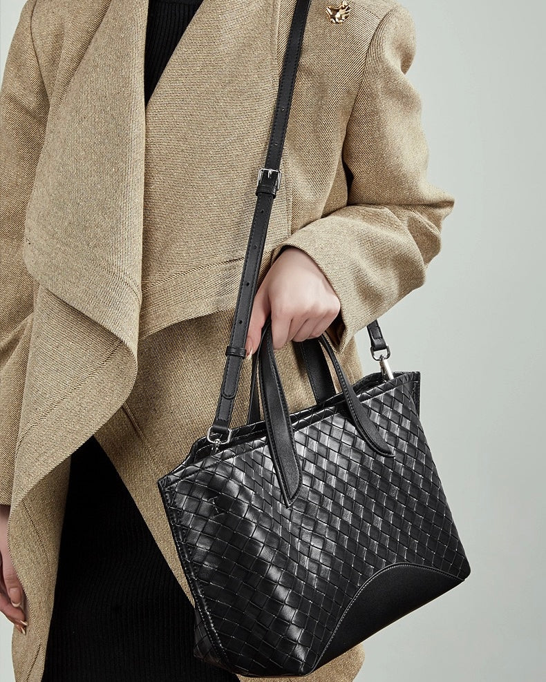 Bolso tejido de cuero genuino Aura para mujer