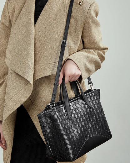 Bolso tejido de cuero genuino Aura para mujer