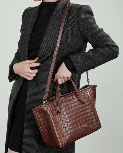 Bolso tejido de cuero genuino Aura para mujer