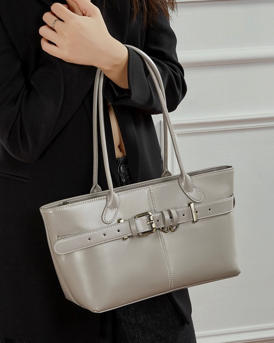 Bolso Tote con Cinturón de Cuero Genuino Ash Etéreo para Mujer