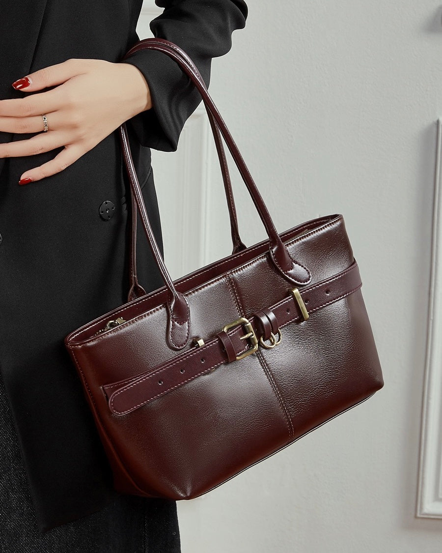 Bolso Tote con Cinturón de Cuero Genuino Ash Etéreo para Mujer