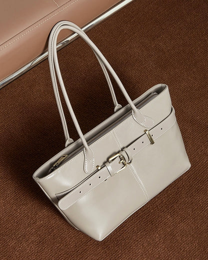 Bolso Tote con Cinturón de Cuero Genuino Ash Etéreo para Mujer