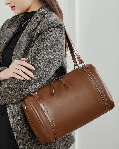 Bolso bandolera de cuero color castaño para mujer