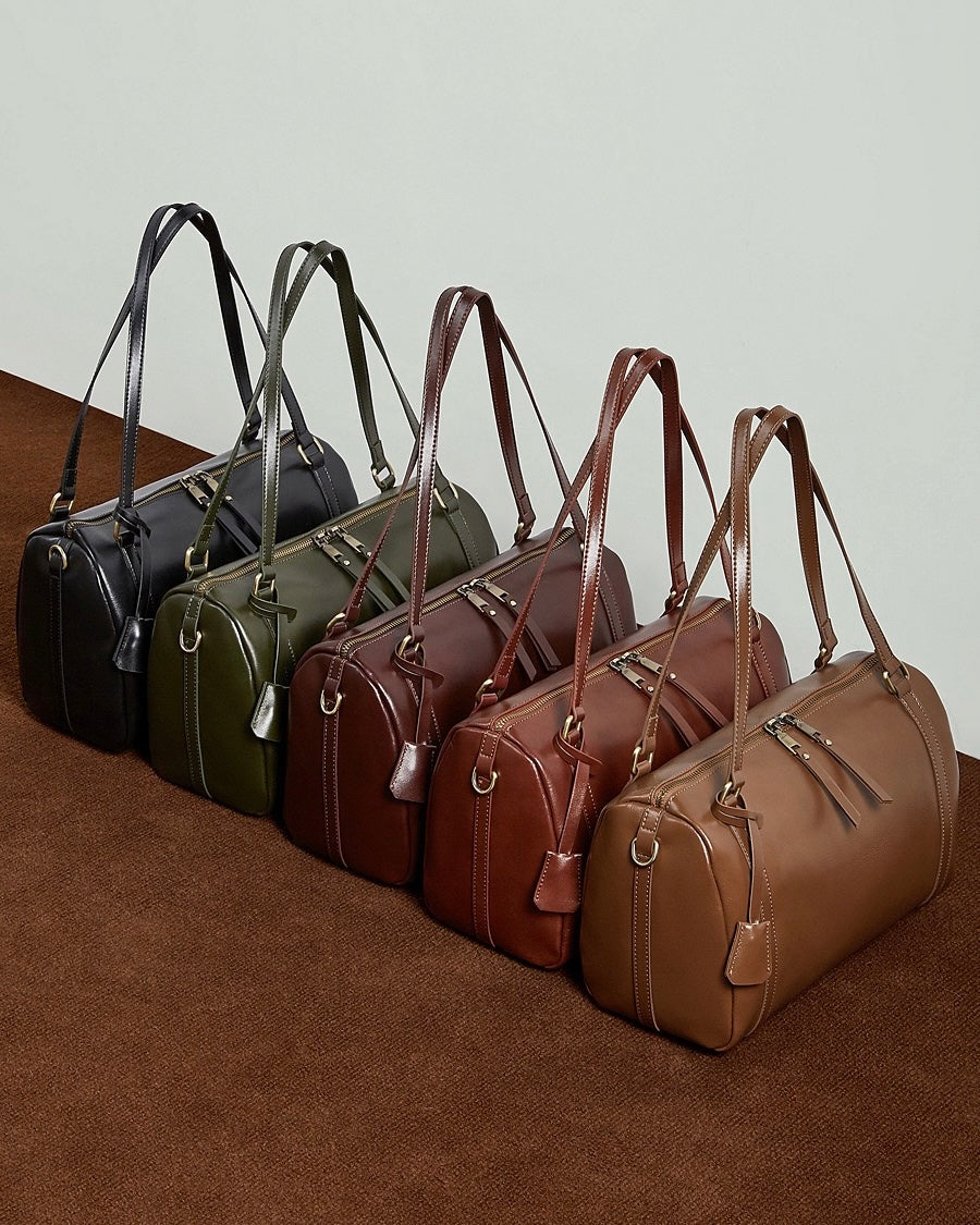 Bolso bandolera de cuero color castaño para mujer