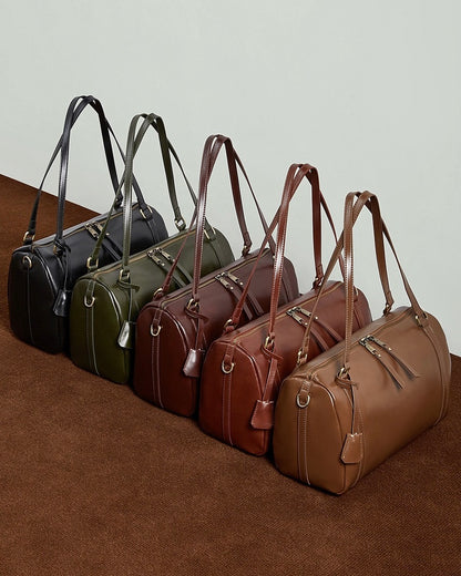 Bolso bandolera de cuero color castaño para mujer