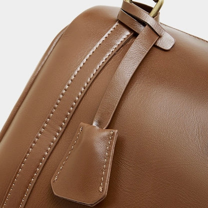 Bolso bandolera de cuero color castaño para mujer