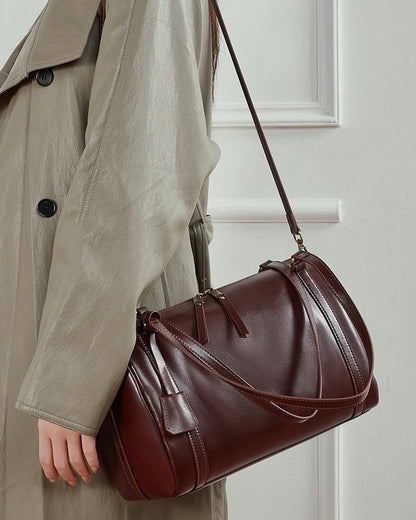 Bolso bandolera de cuero color castaño para mujer