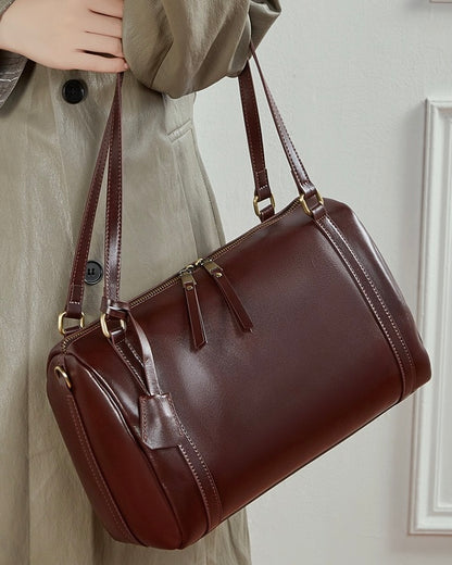 Bolso bandolera de cuero color castaño para mujer